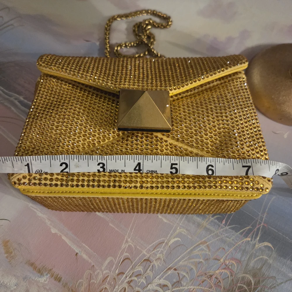 Gold Evening Crossbody Bag with Chain Strap - Picture 11 of 16